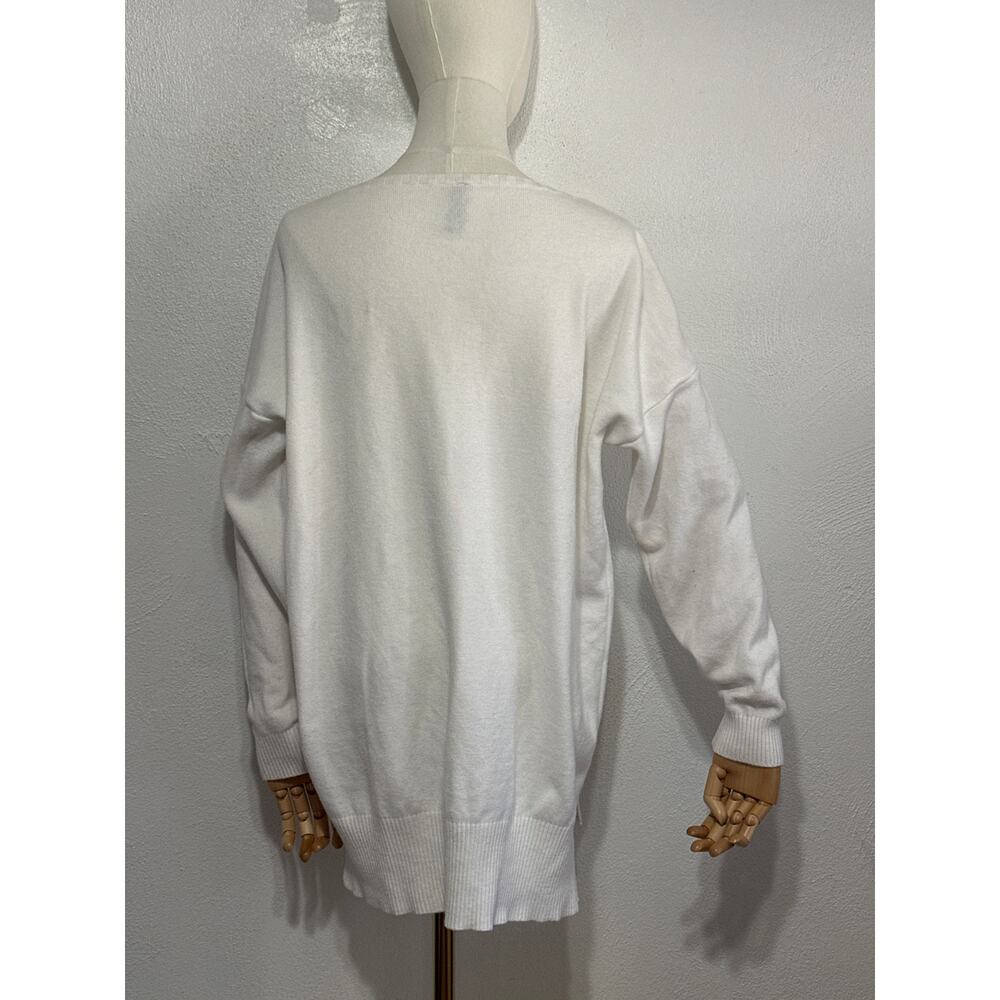 Venti6 Skull White Silver Rhinestone Oversized M Sweater Rockstar Metal Goth - Picture 5 of 12